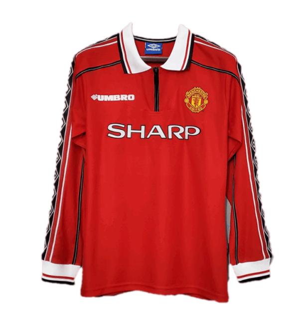 Beckham #7 Retro Manchester United Home Sleeve Sleeve Jersey 1998/00 - Image 3
