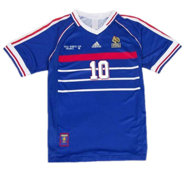 Zidane #10 France Retro Jersey Home World Cup 1998 - Image 2