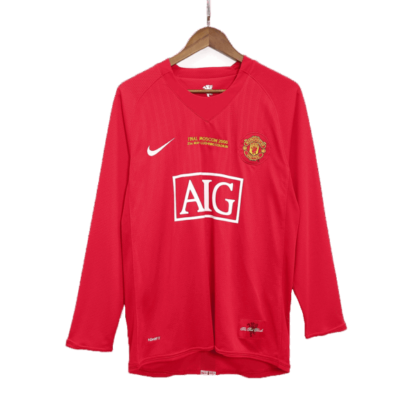 Retro Manchester United UCL Final Home Long Sleeve Jersey 2007/08 - Image 3