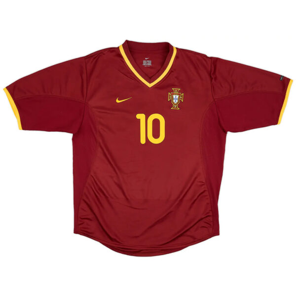 RUI COSTA #10 Retro Portugal Home Jersey Euro Cup 2000 - Image 2