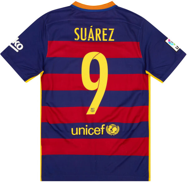 Su??rez #9 Retro Barcelona Home Jersey 2015/16