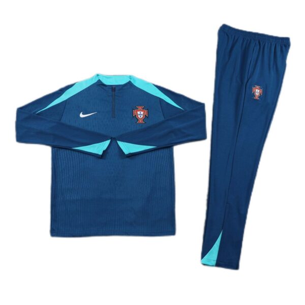 Portugal Zipper Sweatshirt Kit(Top+Pants) Blue 2024/25 - Image 3