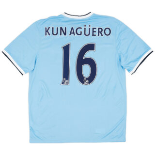 KUN AGUERO #16 Retro Manchester City Home Jersey 2013/14