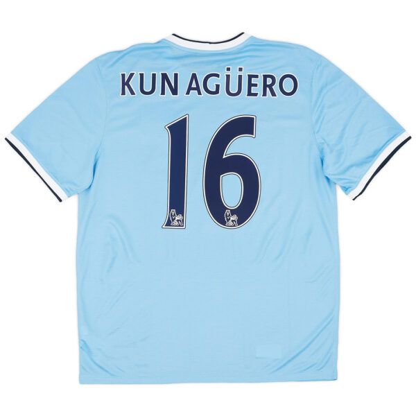 KUN AGUERO #16 Retro Manchester City Home Jersey 2013/14