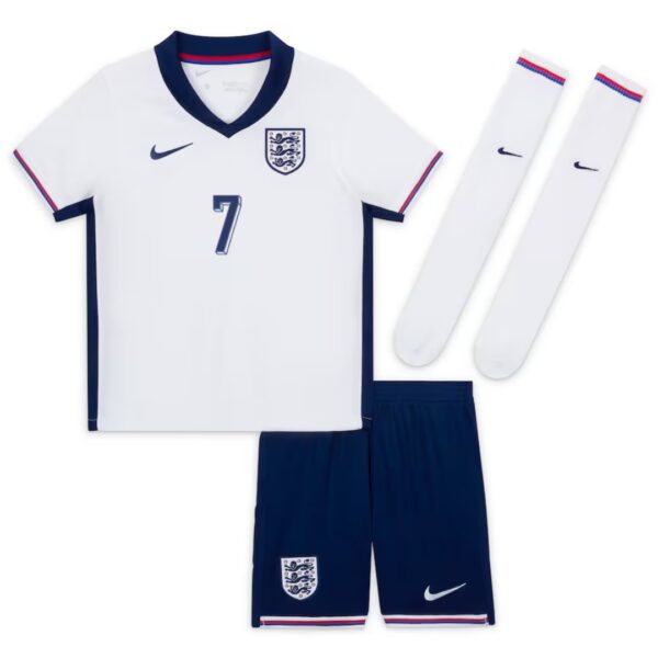SAKA #7 Kids England Home Full Jersey Kit Euro 2024 - Image 2