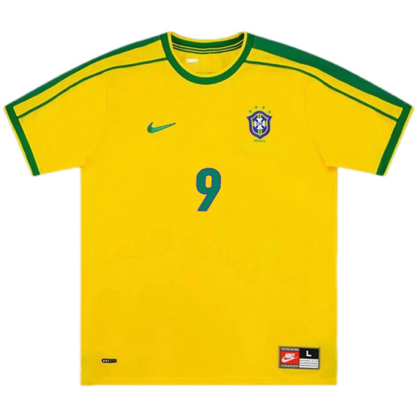 Ronaldo #9 Retro Brazil Home Jersey World Cup 1998 - Image 2