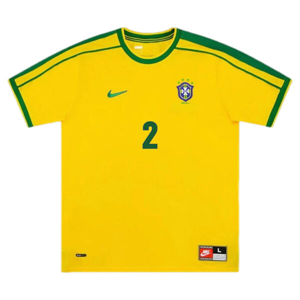 Brazil CAFU #2 Retro Jersey Home World Cup 1998 - Image 2