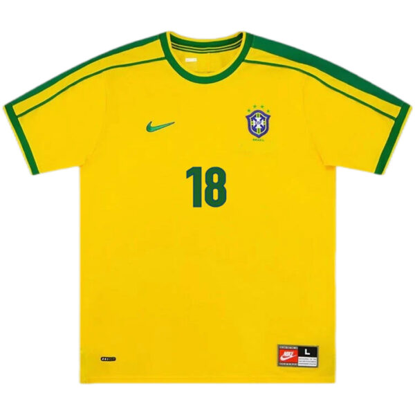 Brazil LEONARDO #18 Retro Jersey Home World Cup 1998 - Image 2