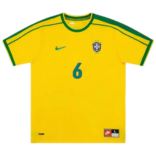 Brazil R.CARLOS #6 Retro Jersey Home World Cup 1998 - Image 2