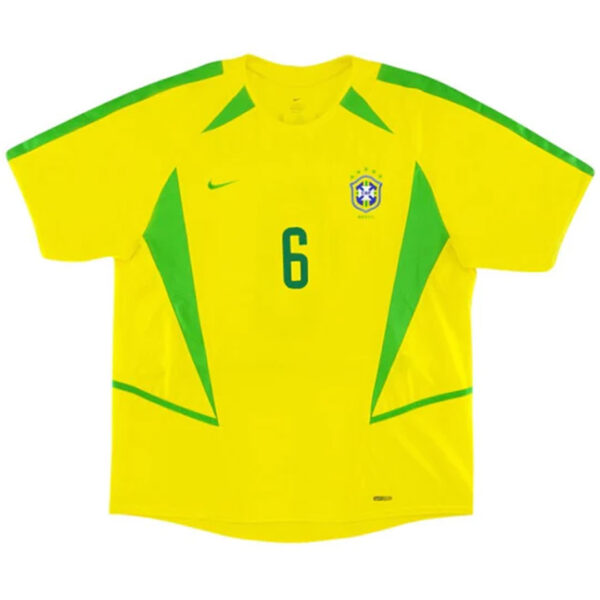 Brazil R.CARLOS #6 Retro Jersey Home World Cup 2002 - Image 2