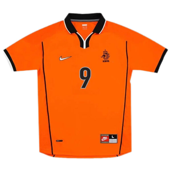 KLUIVERT #9 Retro Netherlands Home Jersey World Cup 1998 - Image 2