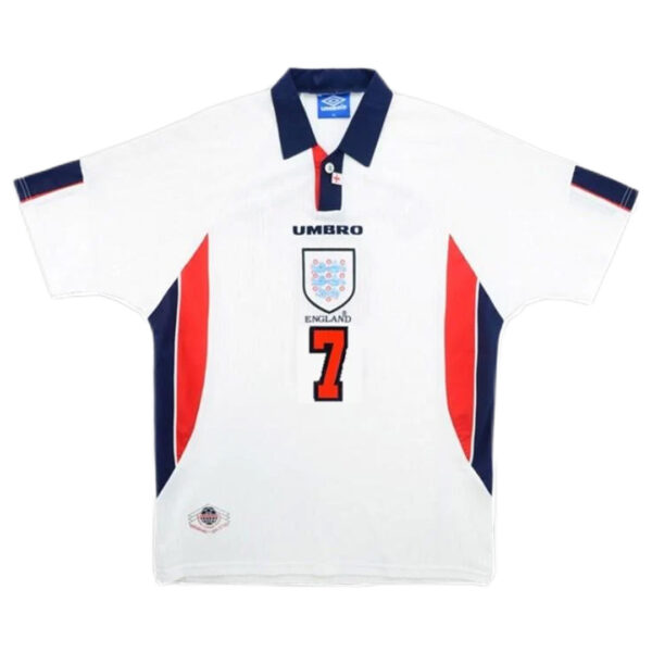 Beckham #7 Retro England Home Jersey World Cup 1998 - Image 2