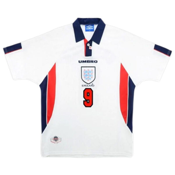 Shearer #9 Retro England Home Jersey World Cup 1998 - Image 2