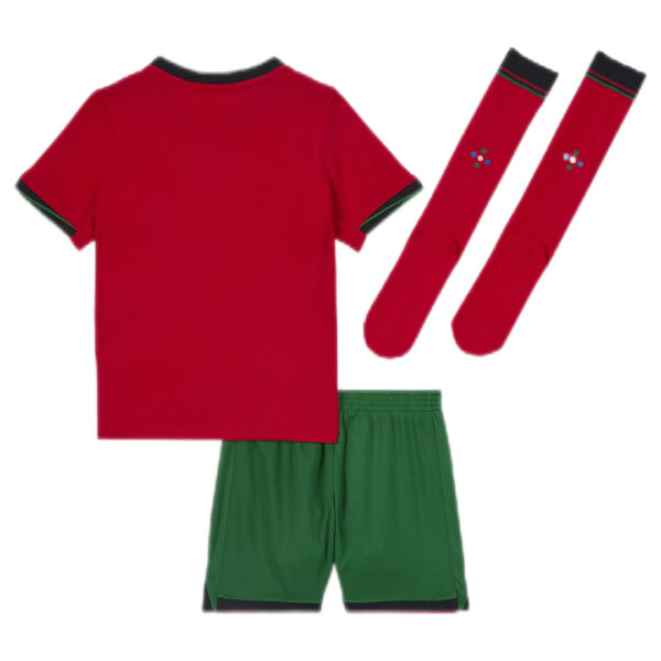 Kids Portugal Home Whole Kit Jersey+Shorts+Socks Euro 2024 - Image 2