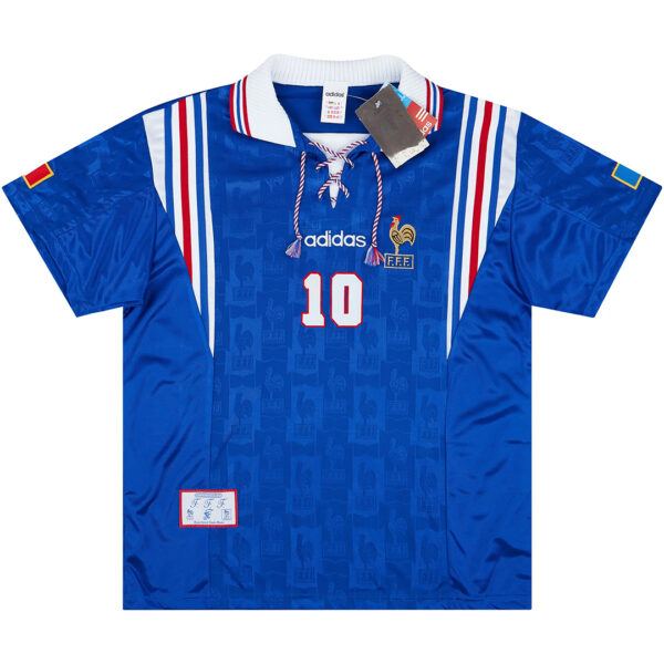 Zidane #10 Retro France Home Jersey Euro Cup 1996 - Image 2