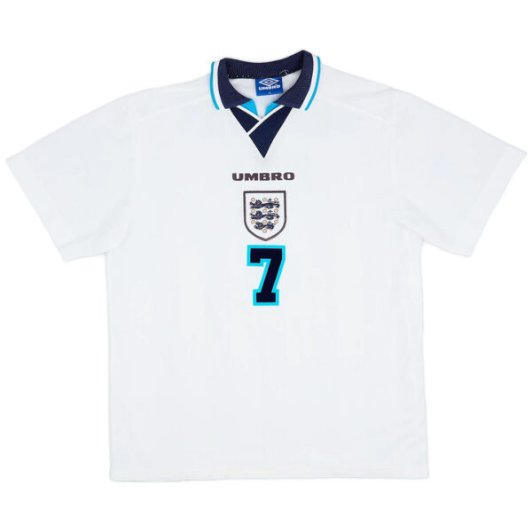 BECKHAM #7 England Retro Jersey Home Euro Cup 1996 - Image 2