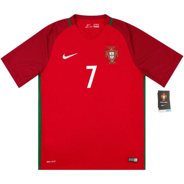 Ronaldo #7 Portugal Retro Jersey Home Euro Cup 2016 - Image 2