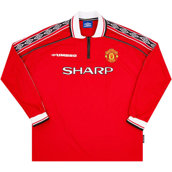 Beckham #7 Retro Manchester United Home Sleeve Sleeve Jersey 1998/00 - Image 2