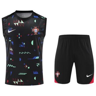 Portugal Pre-Match Sleeveless Kit (Top+Shorts) Black Euro 2024
