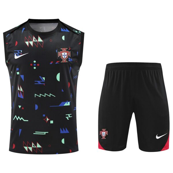 Portugal Pre-Match Sleeveless Kit (Top+Shorts) Black Euro 2024