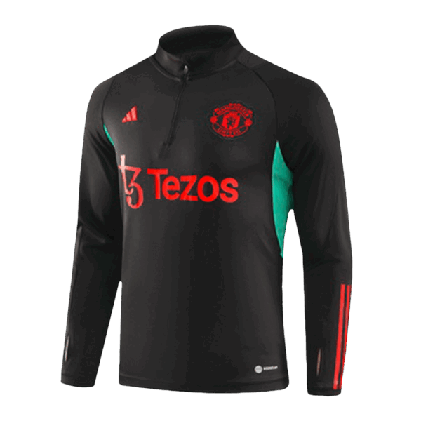 Kids Manchester United Zipper Sweatshirt Kit(Top+Pants) Black 2023/24 - Image 3