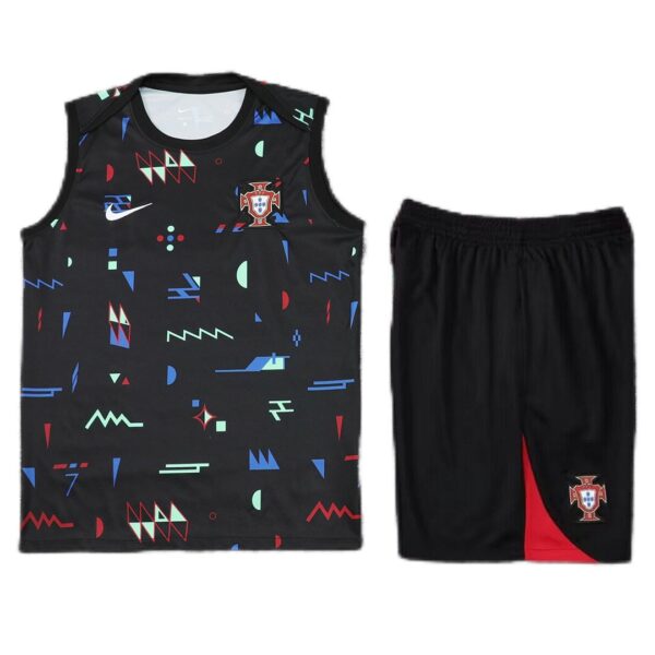Portugal Pre-Match Sleeveless Kit (Top+Shorts) Black Euro 2024 - Image 3