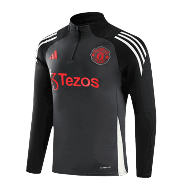 Kids Manchester United 1/2 Zipper Sweat Kit(Top+Pants) Black 2024/25 - Image 3