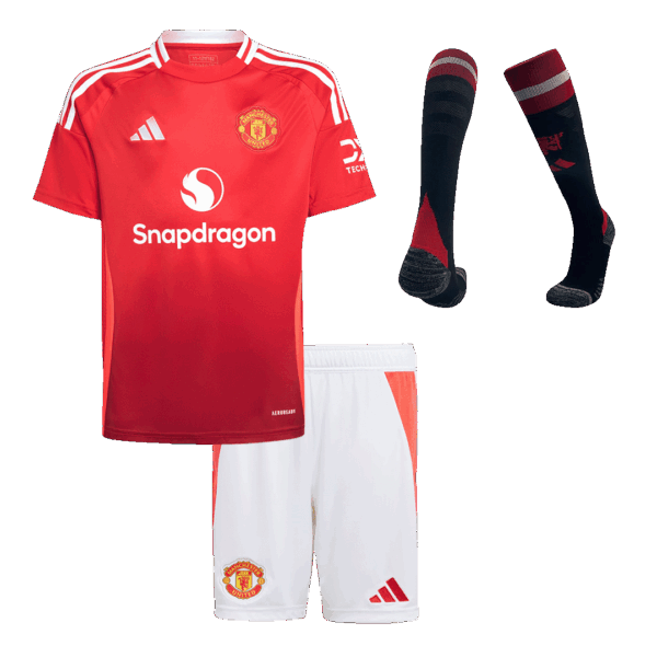 Kids Manchester United Home Full Kit(Jersey+Shorts+Socks) 2024/25 - Image 2