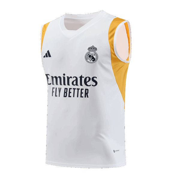Real Madrid Sleeveless Training Kit (Top+Shorts) White 2023/24 - Image 5