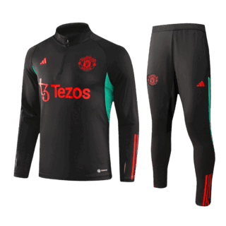 Manchester United Zipper Sweatshirt Kit(Top+Pants) Black 2023/24