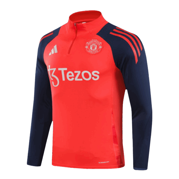 Kids Manchester United 1/2 Zipper Sweat Kit(Top+Pants) Red 2024/25 - Image 3