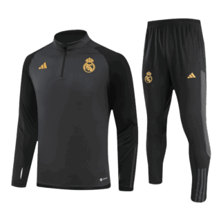 Real Madrid Zipper Sweatshirt Kit(Top+Pants) Black 2023/24