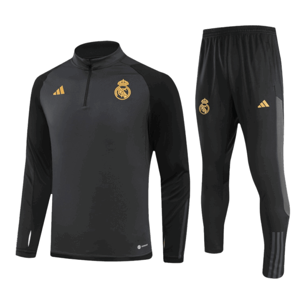 Real Madrid Zipper Sweatshirt Kit(Top+Pants) Black 2023/24