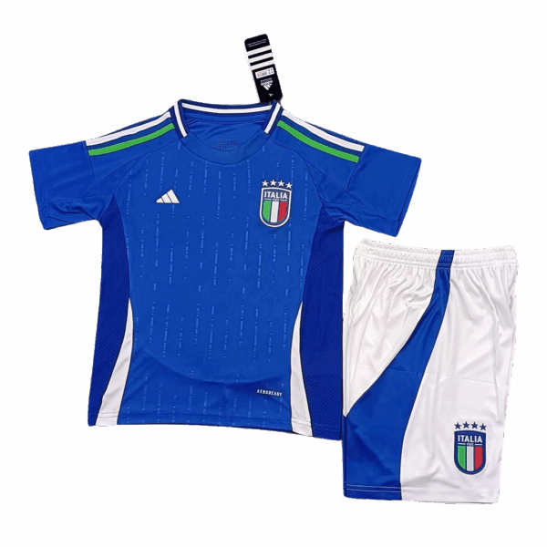 Kids Italy Home Kit(Jersey+Shorts) EURO 2024 - Image 2