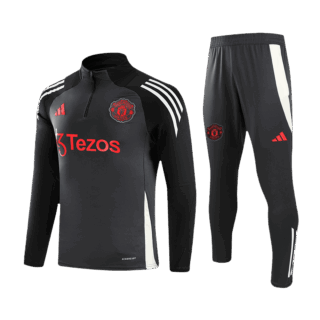 Kids Manchester United 1/2 Zipper Sweat Kit(Top+Pants) Black 2024/25